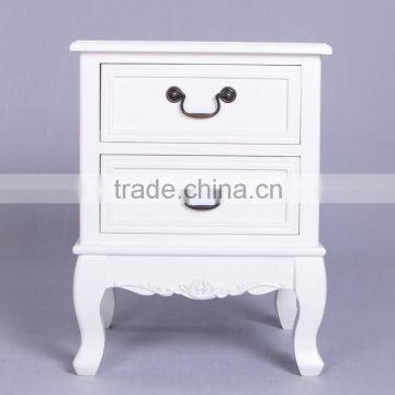 Best Choice Antique Wood Furniture Bedside Table Short Good Quality White Painting Nightstand photo-6