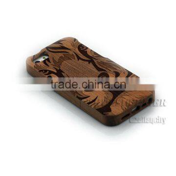 tiger face design wood case for iPhone5s bamboo case for iPhone5s