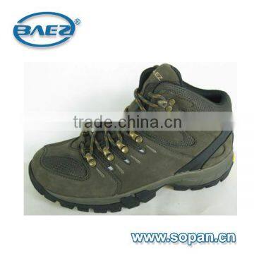 good quality khaki cow leather men hiking shoes
