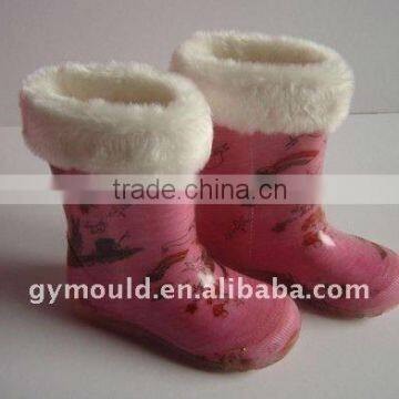 Cheap Kids winter warm Cute rain boots Fur lined rain boots