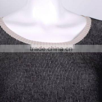 Export Womens' Boat Neck Drop Shoulder 1/2 Sleeve Pullover Knitted Sweater With Jacquard photo-4