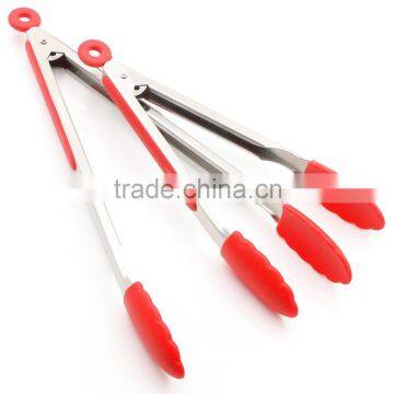 Easy To Clean 3 Pack Silicone Food Tong , BBQ silicone pasta tongs