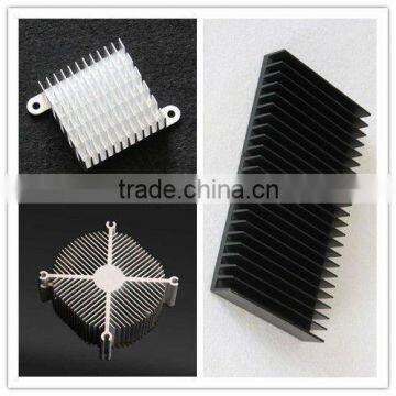 Aluminum fin heatsink, grooving, push pin, thermal pad, assembled heat sink