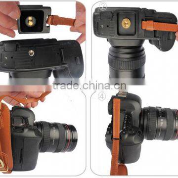 OEM Brown Leather Material Camera Adjustable Wrist Strap