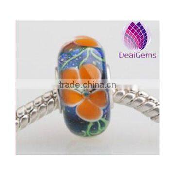 Handmade high quality rondelle shape lampwork big hole Glass Beads