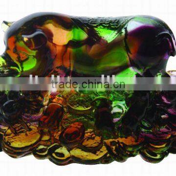 glass art of pig mother and babys--BS127