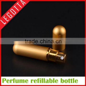 Portable empty aluminum beautiful 5ml refillable metal perfume bottle in stock