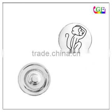 Metal Engraving logo monkey Snap Button zinc alloy Buttons Jewellery