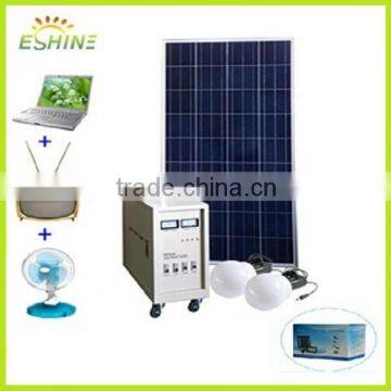 100W Solar Lighting System with Mobile Charger for Home Application TV laptop fans