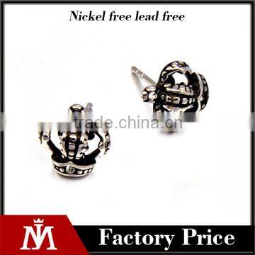 Punk 2016 Jewelry High Quality Silver Casting Stainless Steel Crown Earring for men