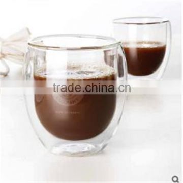 New product 400ml without handle borosilicate double wall glass cup.coffee juice glass cup