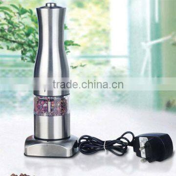 rechargeable stainless steel electric pepper mill with light