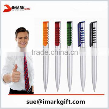 New Screw Design Pen Promotional Plastic Ball Pen With colorful clips