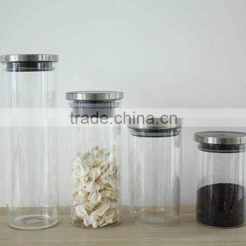Handmade Glass Jar With Stainless Steel Metal Lid N6046 photo-2