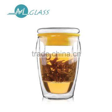 350ml glass tea cup with strainer with lid TB322 ML Glass