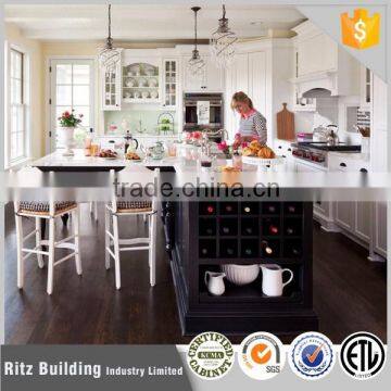 Elegant white kitchen design, solid wood kitchen cabinet