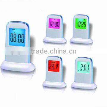 fancy change 7 color digital alarm thermometer clock