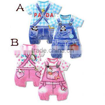 New Summer Baby Girl Romper Baby Boys Clothes Hello Kitty Cat Panda Dot Strap Short-sleeved One Pieces Jumpsuit Clothing photo-5