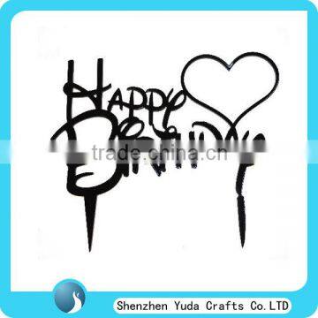 Birthday Silhouette With Heart Acrylic Cake toppers for Kids