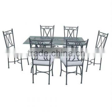 Tempered glass dining table and 6 chairs