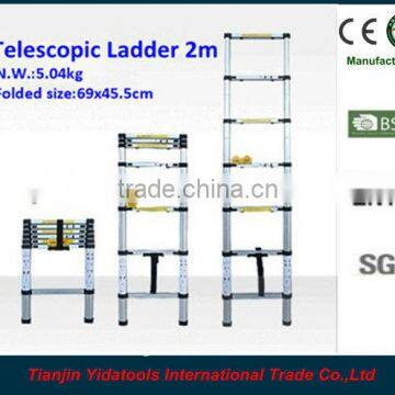 2m 7 steps EN131 extension aluminum telescopic ladder