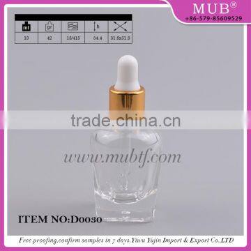 Wholesale 13ml comstic e-liquid clear glass dropper bottles with aluminum cap child proof dropper