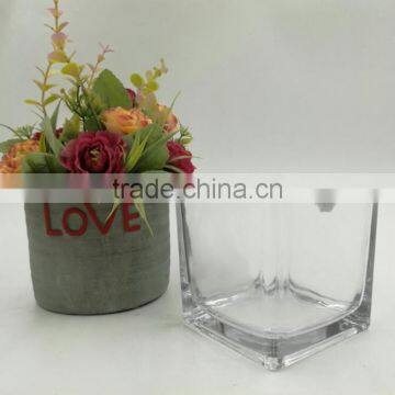 Square Glass Vase, Glass Candle Holder(HLTH-V038) photo-3