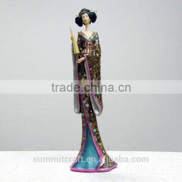 Home decoration living room resin japanese kimono lady figurine