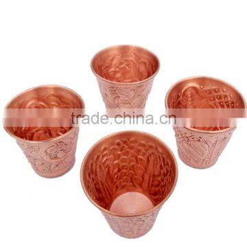BPA FREE 100% PURE COPPER 2 OZ EMOSSED DESIGN SHOT GLASSES, COPPER SHOT MEASURING CUPS photo-4