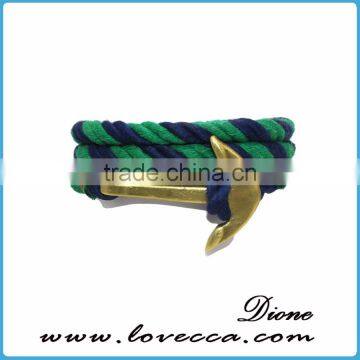 Customized Braided Leather Stainless Steel Hook Anchor Bracelet photo-4