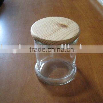 glass jar with wooden lid