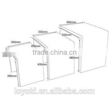 New Design High Gloss Set of 3 Nest Table MDF Wood Side Table Living Room Coffee Table photo-6