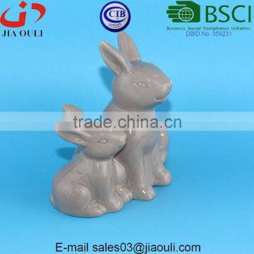 BSCI Audit Factory New EASTER Decorations White Ceramic Rabbit, Grey Easter Bunny photo-2