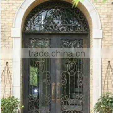 Bisini galvanize wrought iron arch top door (BG90077)