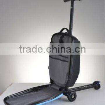 2016 new fashion design hot sale trolley luggage/scooter suitcase