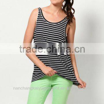 Custom white and black stripe lady tank top in Jiangxi