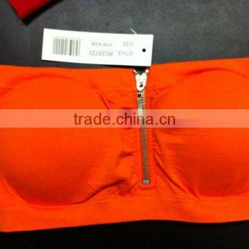 Women bandeau bra with zip/high fashion bandeau bra made in China