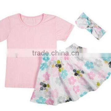 2016 China Product and Low Price Wholesale Pleated Skitrs Set With Top and Skirt and Headband for 6months -8years Baby Kids photo-4