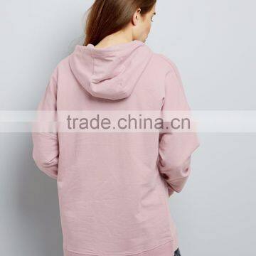Hot Sale Custom Pink Color Oversized Zip Sleeves Hoodies Embroidered Mink Love Logo With High Quality