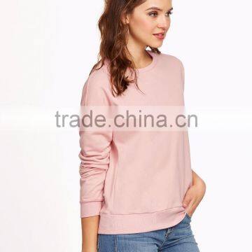 Whole Sale Pink Bow Tie Custom Sweatshirt Split Back Fashion Dolman Sleeve Sweatshirt Pullovers French Terry photo-3