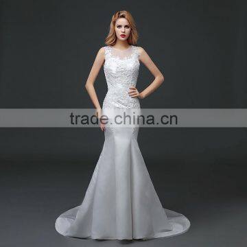 MGOO Hot Sale Customised Mermaid White Lace Wedding Dress Sleeveless Sexy Bridal Dress Underwear 100 Usd Dress photo-2