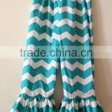 High Quality Wholesale Kids Casual Pants Lovely Chevron Ruffle Leggings Cotton Baby Girls Cotton Trousers photo-4