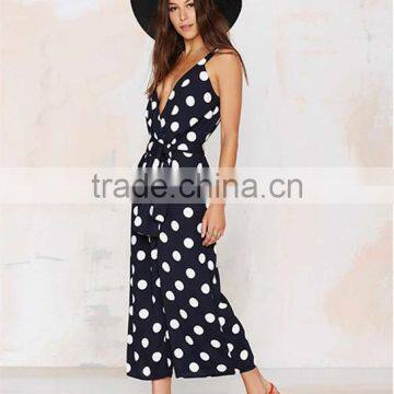 Women Sexy V-neck Backless Jumpsuit Dot Print Womens Romper For Wholesale photo-3