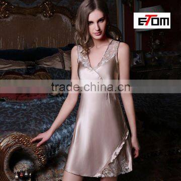 0852 Floral Lace Nightdress spaghetti strap slip sexy girls satin photos nightdress dress satin Nightgown