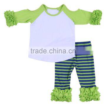 Cute infant girl clothing cold shoulder girl icing t shirt sets girl ruffle pants outfits