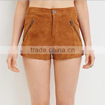 EY0579P Camel 100% Polyester Women Office Shorts 2016