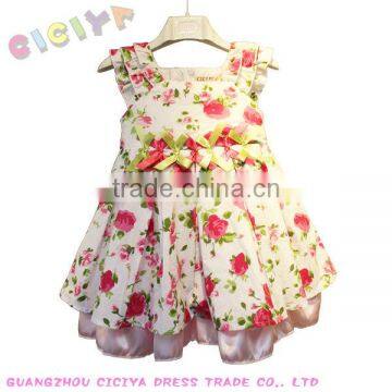 Sweet cotton girl's frock stock with flower printing