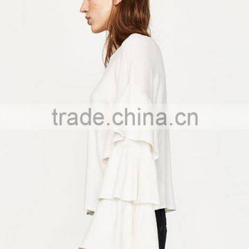 OEM Fctory Ladies Fancy Cotton Loose Knitting Organic Cotton Sweater for Wholesale photo-4