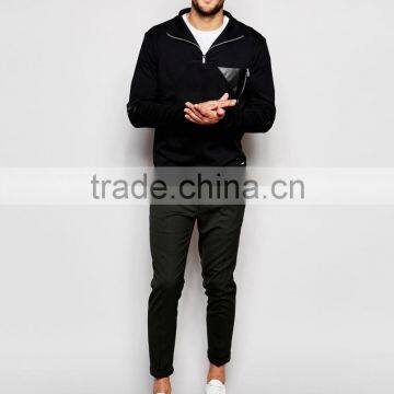 Zip High Neck Sweatshirt With PU Trims photo-4