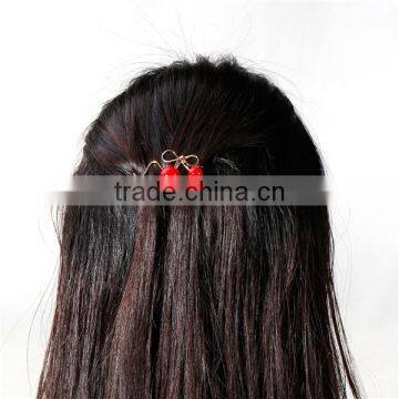 Beautiful Girl Wave Gold Plated Red Cherry Acrylic Hair Clips photo-3